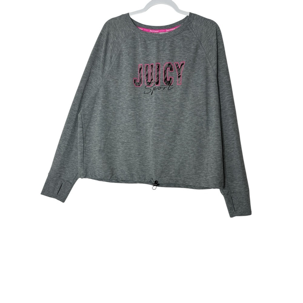 Juicy Couture Sport Womens Size XL Gray‎ Pink Camouflage Crewneck Sweatshirt